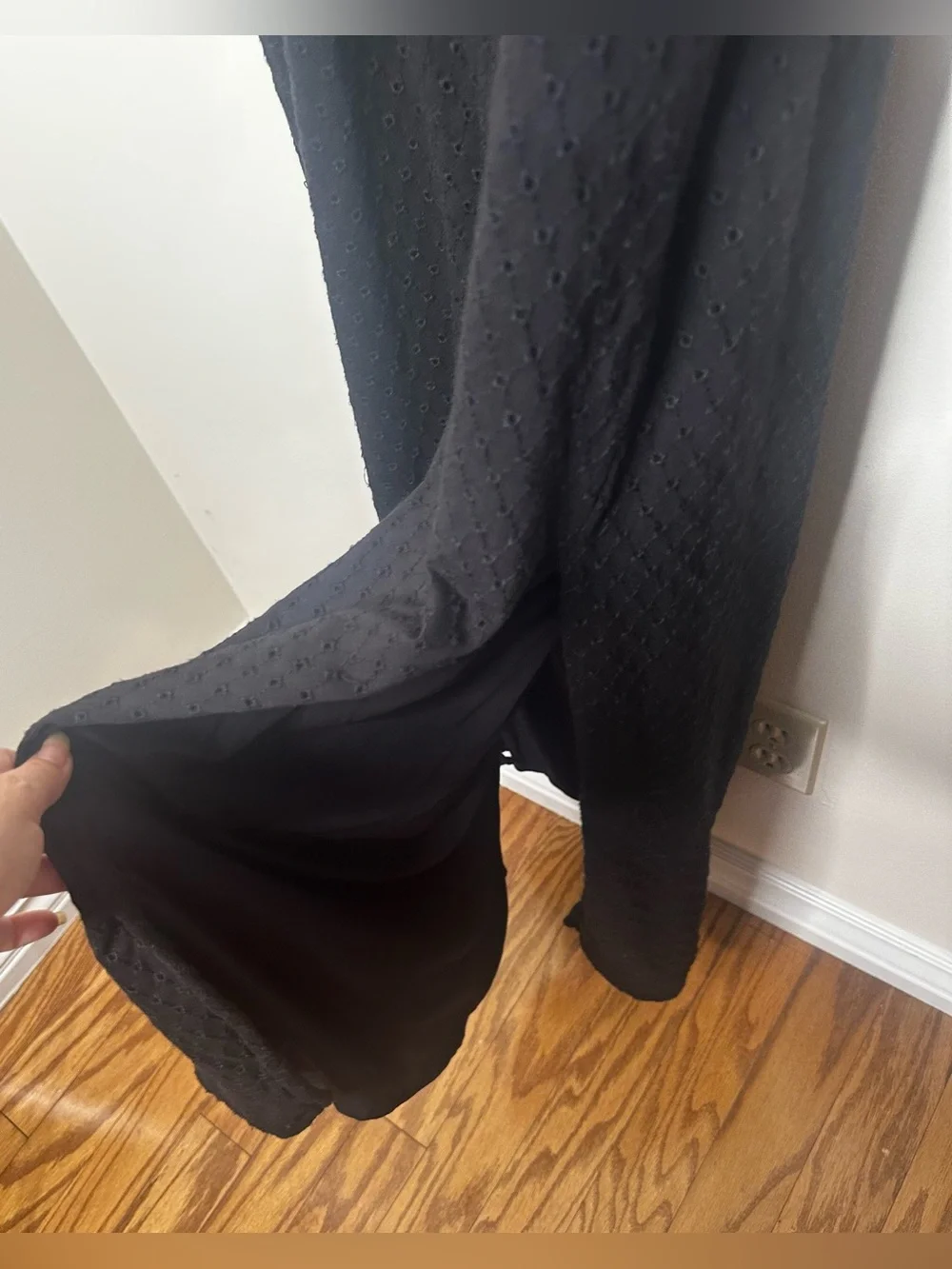 Free People Black Eyelet Open Back Tie Maxi Dress Size XL - Picture 6 of 8